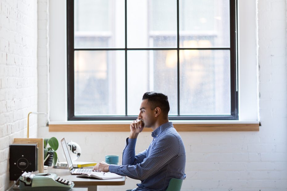 Man working on CTA for website